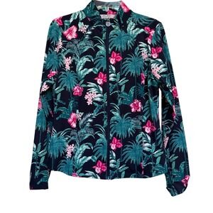 Tommy Bahama Everyday Active Tropical Floral Palm Full Zip Jacket M Golf Travel